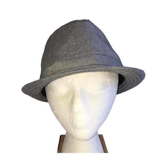Stetson Fedora Hat Size Large Herringbone Gray Satin Lined Mens Unisex - Picture 3 of 8